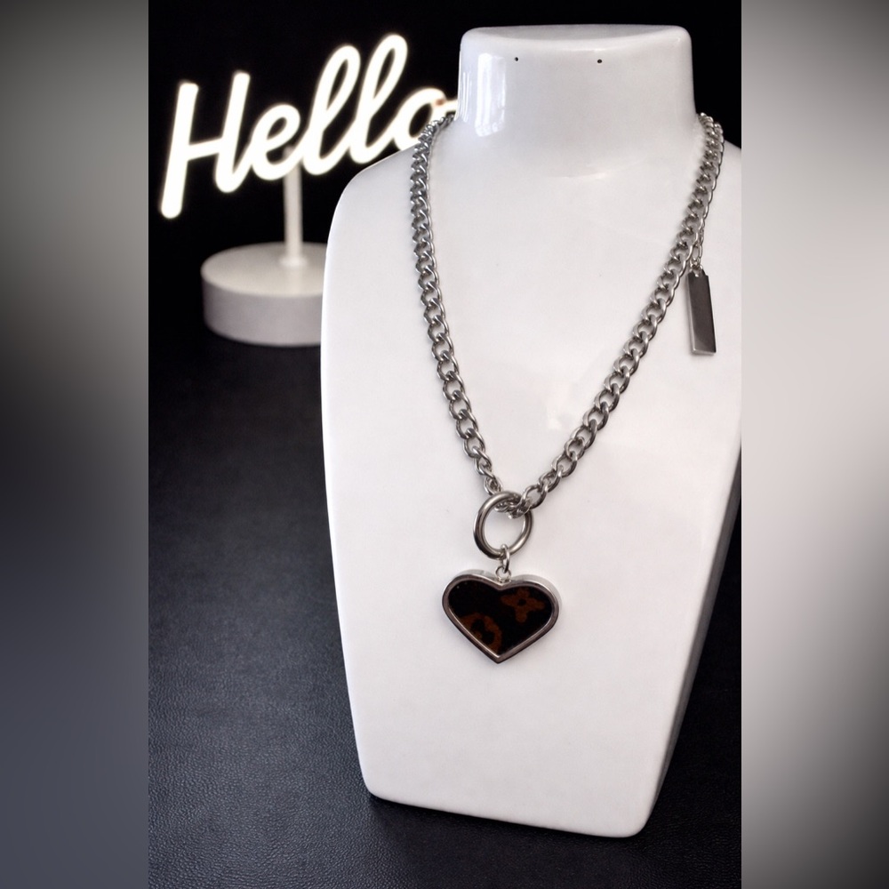 Silver Heart Pendant Necklace New Stainless Steel